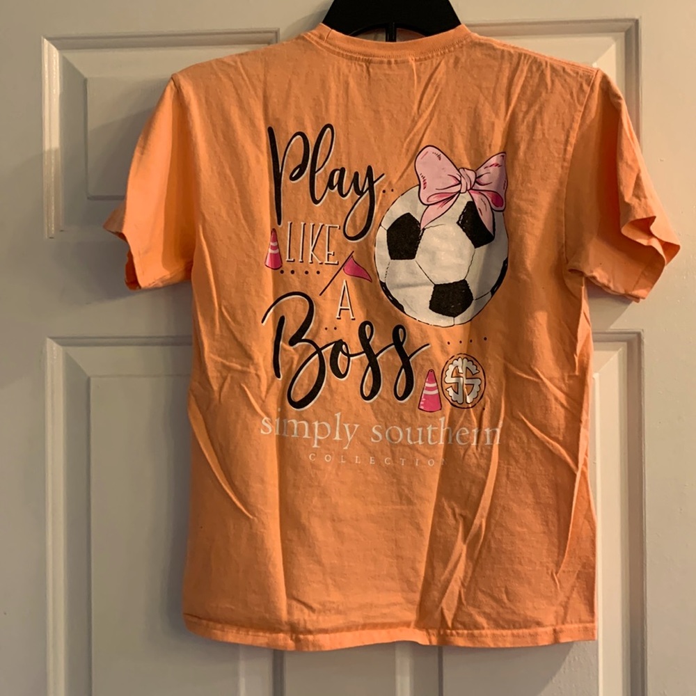 Pink Simply Souther Soccer Sports T-Shirt Youth Large Girly Sporty Graphic Tee